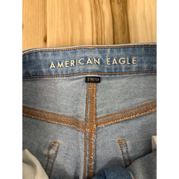 American Eagle Mom Jeans | Size 12L Heavy Distress | Light Wash | Real Good - Picture 2 of 8